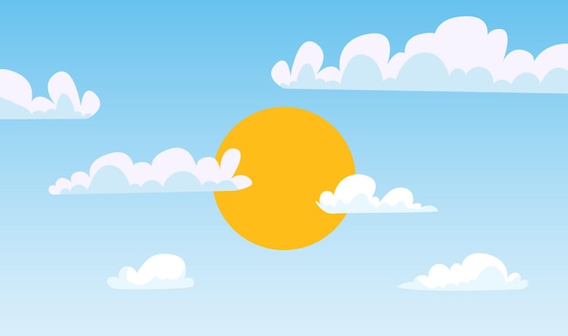 Вектор Солнце и облака солнечный день искусство облачная концепция плоская иллюстрация графического дизайна