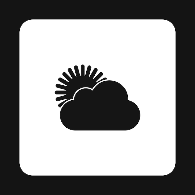 The sun appears from behind the clouds icon in simple style on a white background