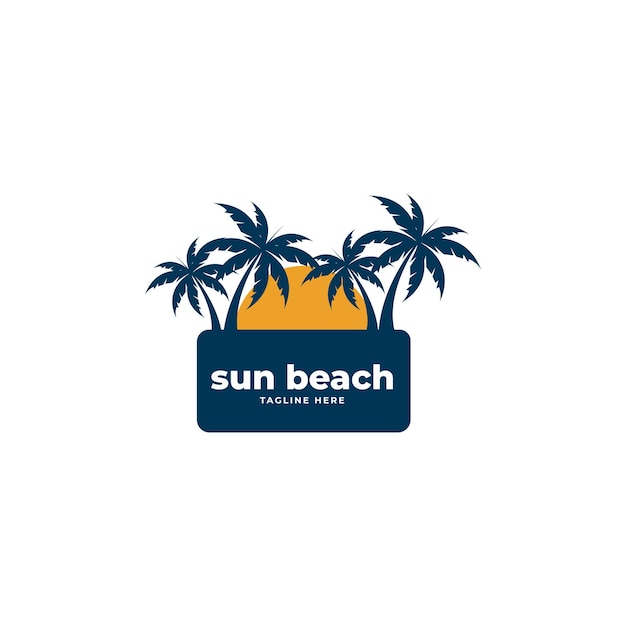 sun beach logo icon vector template