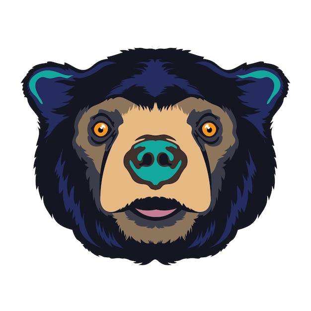 Sun bear face vector illustration in cartoon style perfect for t shirt design