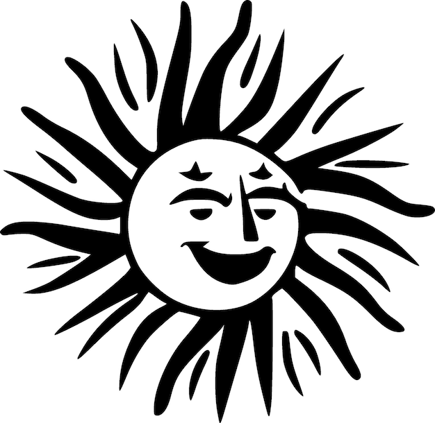 Sun Black and White Isolated Icon Vector illustration