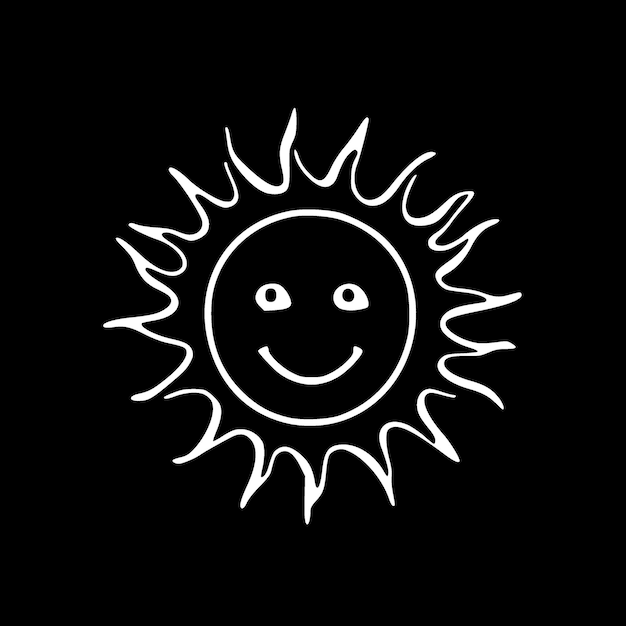 Vector sun black and white vector illustration