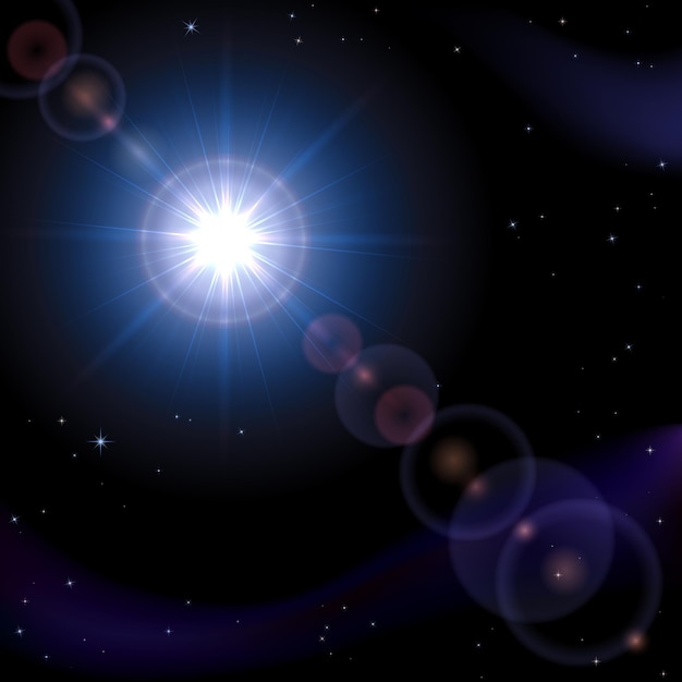 Vector sun in blue space