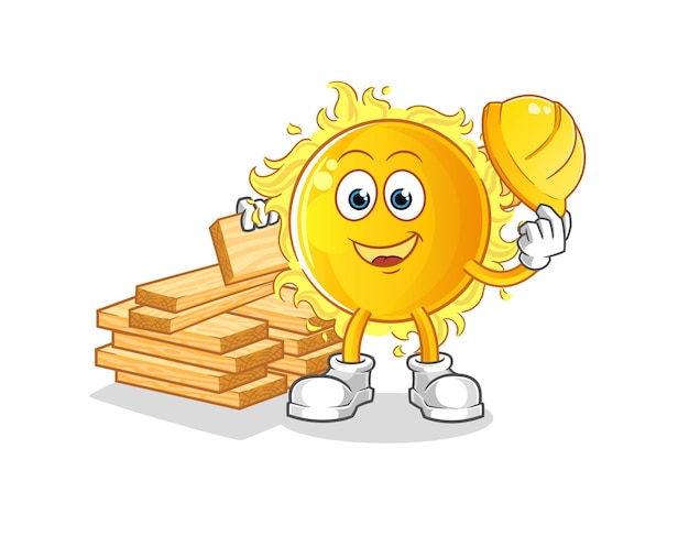 Sun builder vector. cartoon character