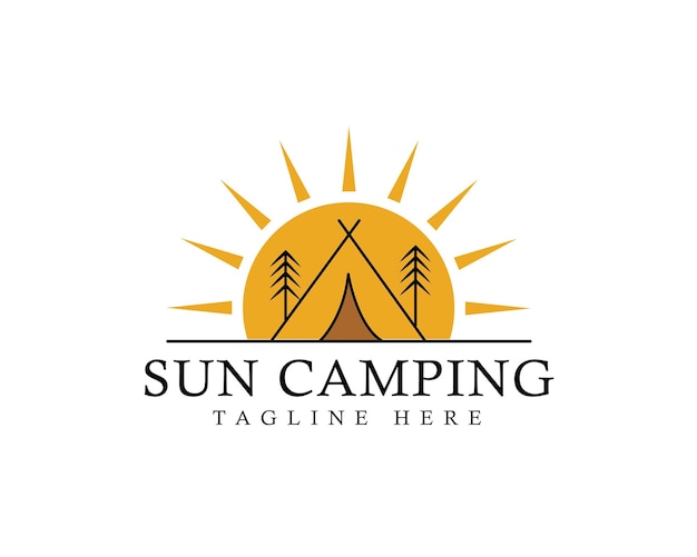 Креативный дизайн логотипа Sun Camping