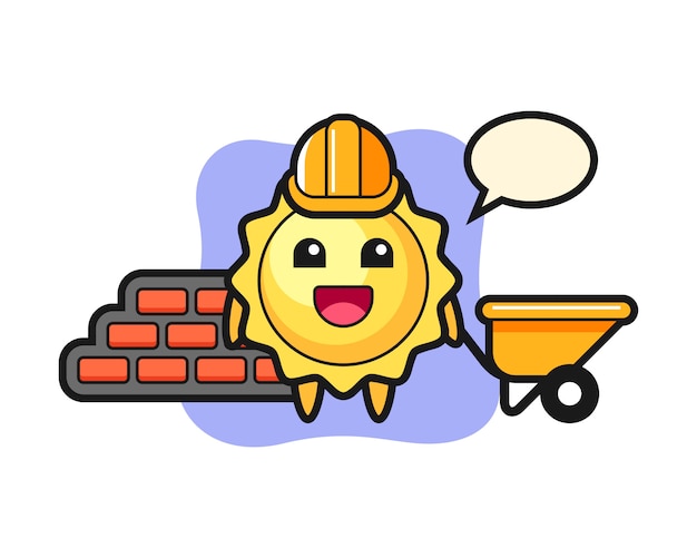 Sun cartoon as a builder