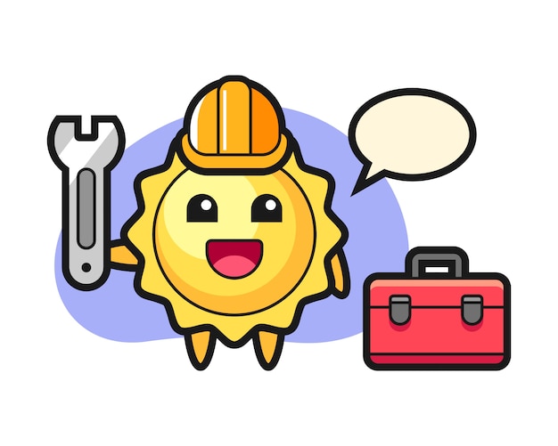 Sun cartoon as a mechanic