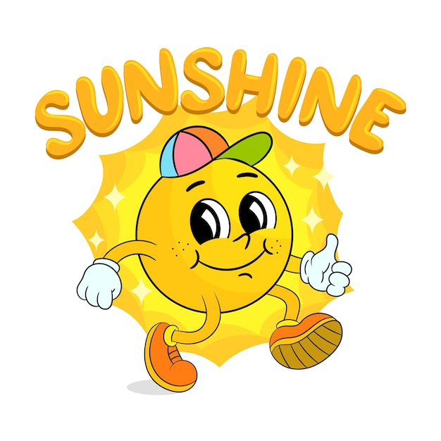 Sole cartone animato faccia felice carattere di sole