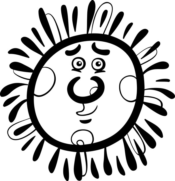 Vector sun cartoon illustration coloring page