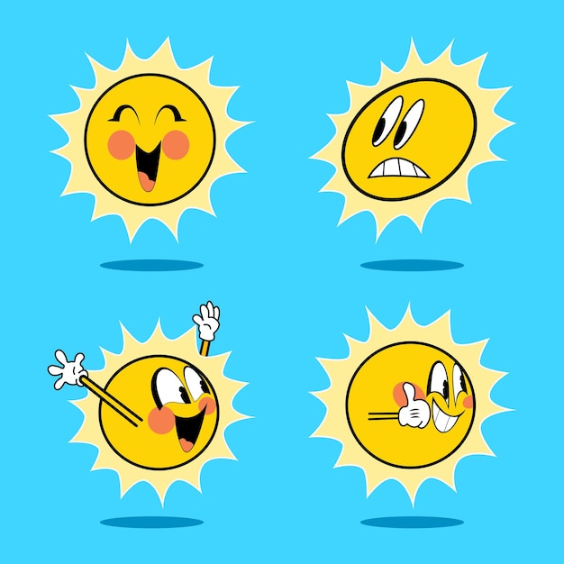 Sun cartoon with cute expression