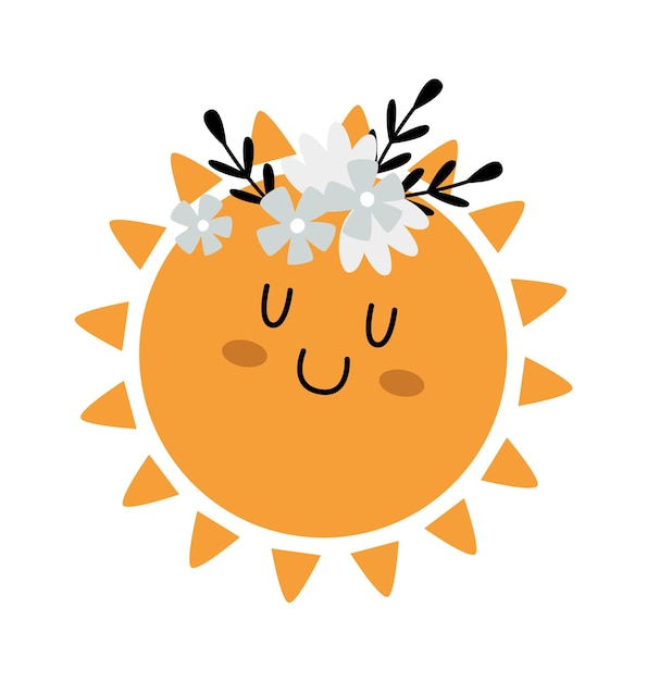 Sun Character With Flowers