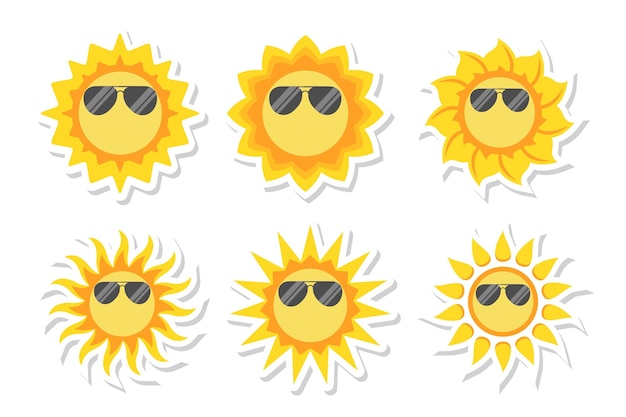 Sun clip art cartone animato design piatto