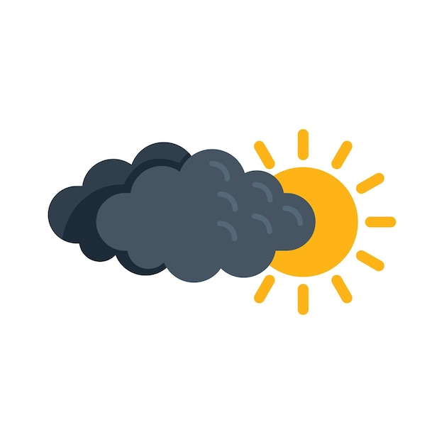 Vector sun under cloud icon flat vector rain forecast cold rainy isolated