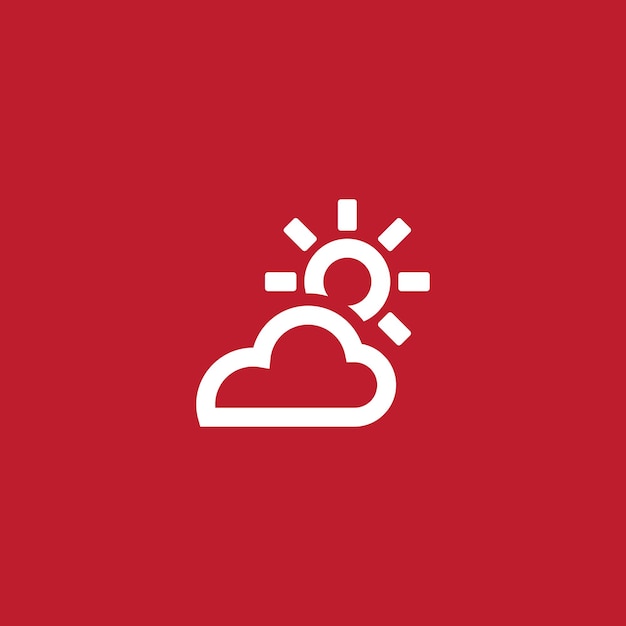 Sun and cloud outline icon. Black and white item from set dedicated weather, linear vector