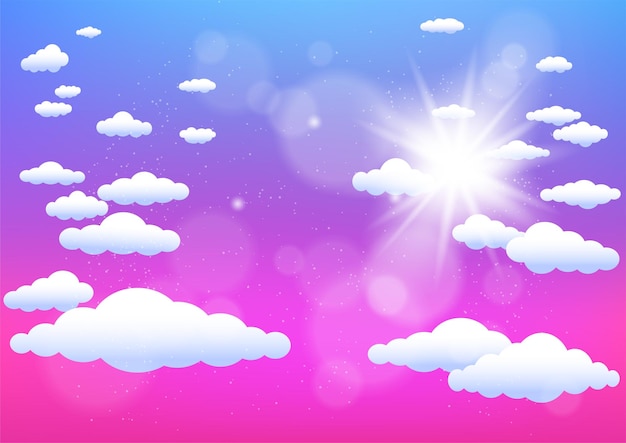 Vector sun and clouds summer template