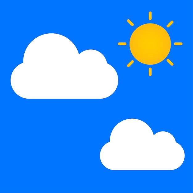 Sun and clouds vector. weather concept