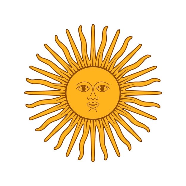 Vector sun coat of arms of the argentinean flag argentine sun character illustration vector