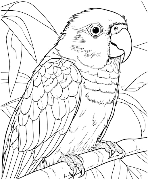 Vector sun conure kleurpagina voor kinderen