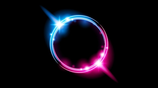 Sun Eclipse Pink Fire Dark Background Vector Moon Design Style Space Science Glow Light