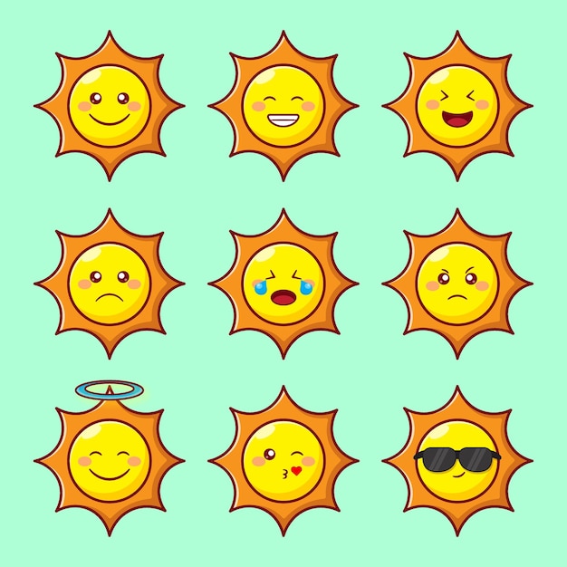 sun emoticon space cartoon vector art illustration