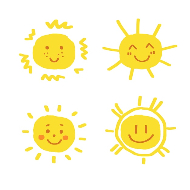 Sun faces cute clip art