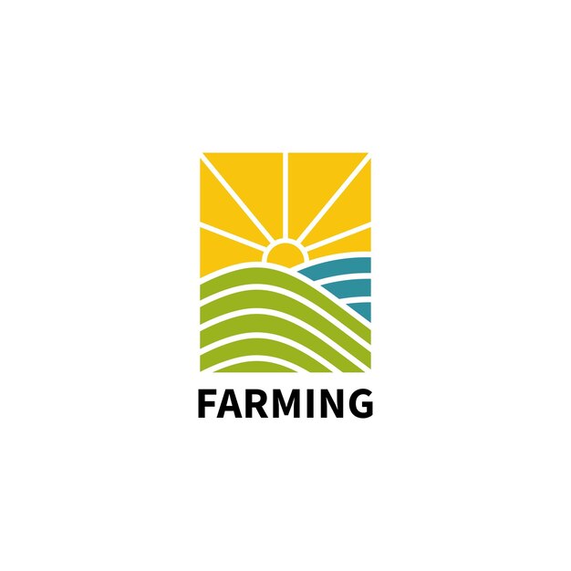 Sun Farm Field Summer Agriculture Harvest logo design