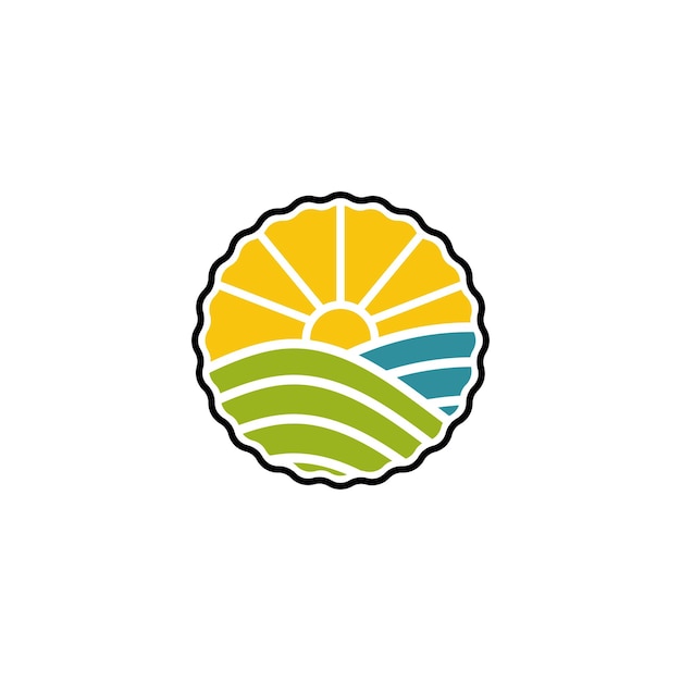 Sun Farm Field Summer Agriculture Harvest logo design