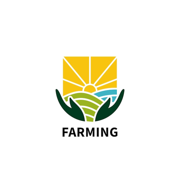 Sun Farm Field Summer Agriculture Harvest logo design