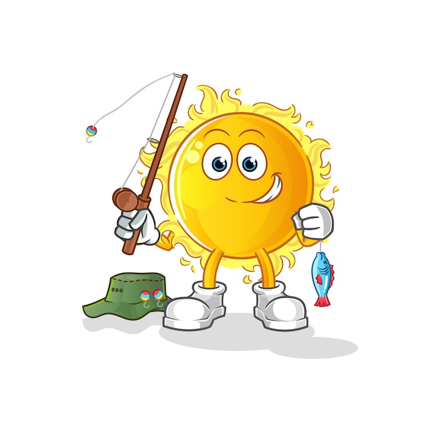 Sun fisherman illustration. character vector