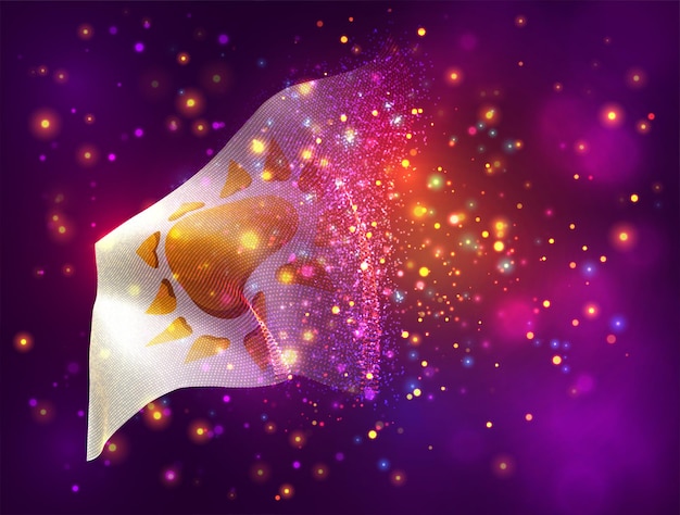 Sun flag on pink purple background with lighting and flares