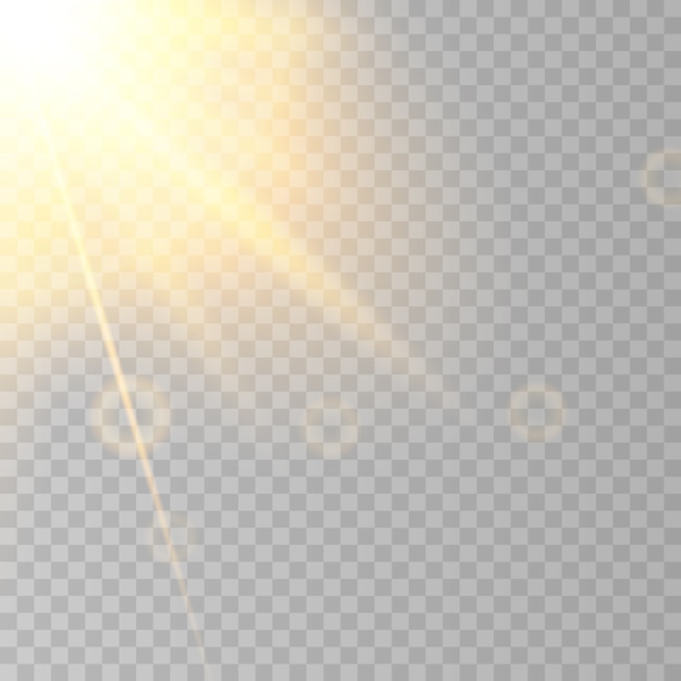 Vector sun flare  on transparent background