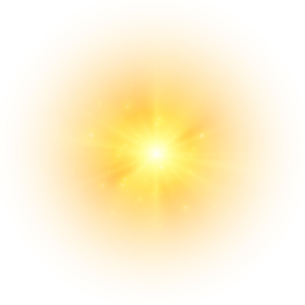 Вектор Солнечная вспышка мягкое свечение без уходящих лучей звезда вспыхнула блестками желтый всплеск вектор