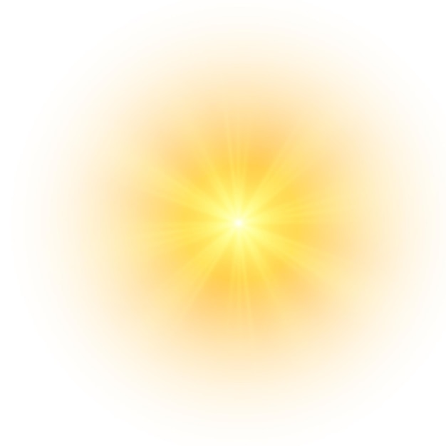 Sun flash Soft glow without departing rays Star flashed with sparkles Yellow splash Vector