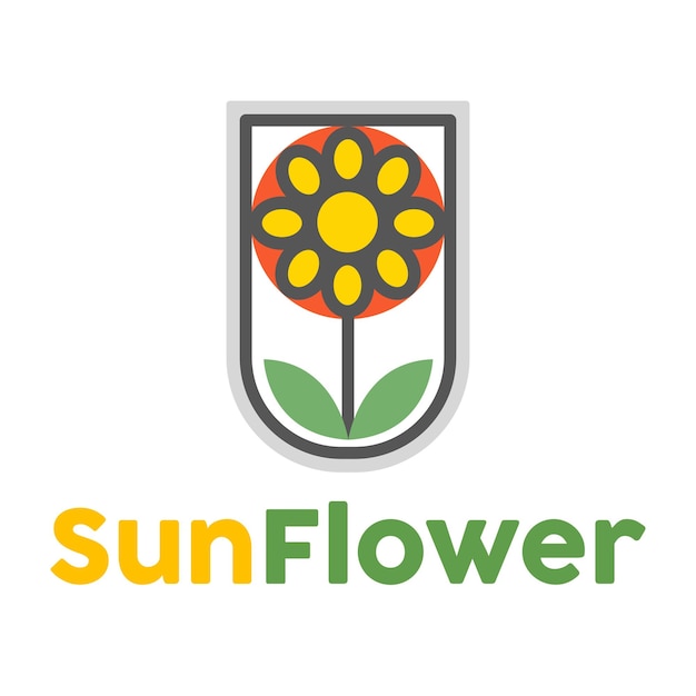 Sun flower badge logo simple