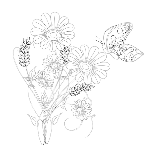 Sun flower coloring page