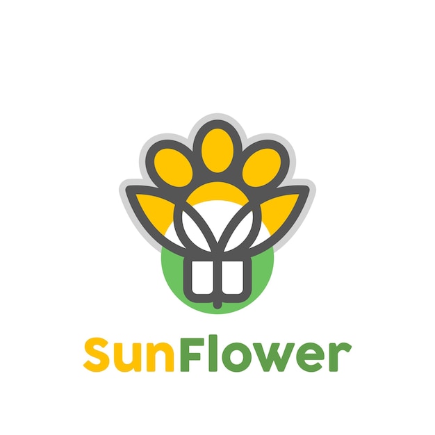 Sun flower line art simple logo