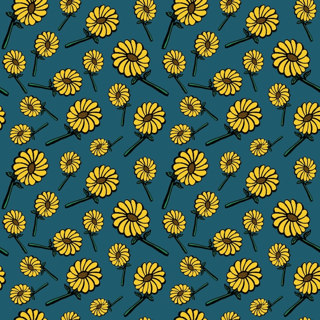 Sun flower pattern seamless background