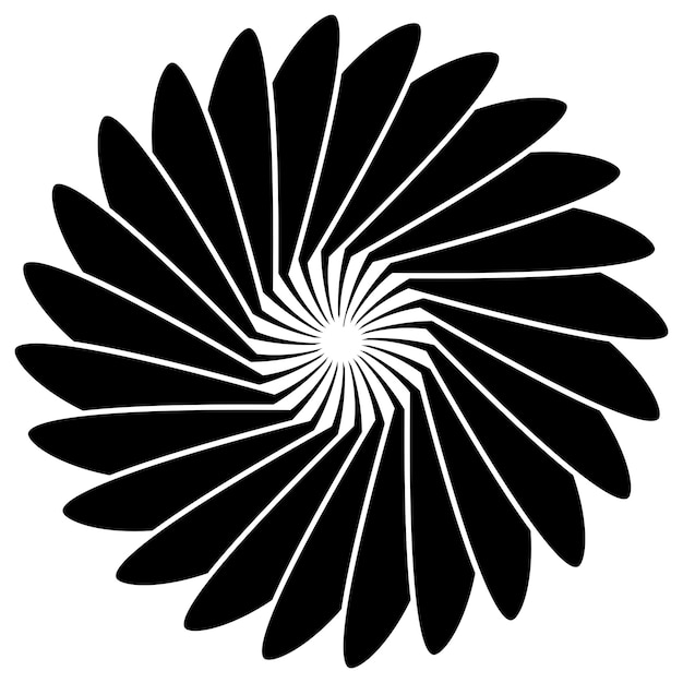 Vettore silhouette a forma di sole o fiore isolata su bianco forma circolare con clipart di petali