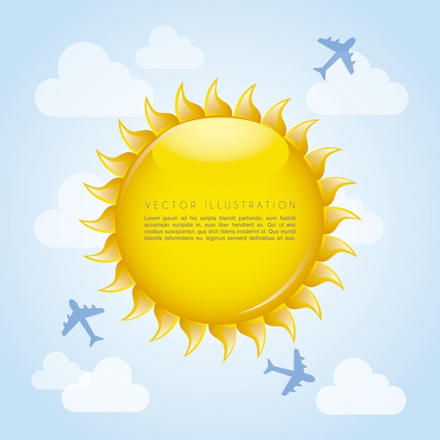 sun frame over sky backgroun vector illustration