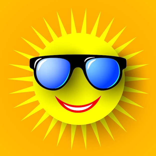 Sun in glasses summer banner vector illustration