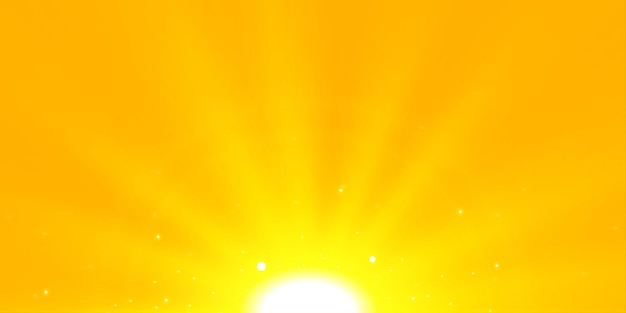 Sun glowing rays background in orange and yellow color design