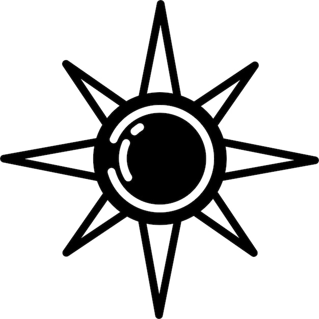 Vector sun glyph and line vector illustration