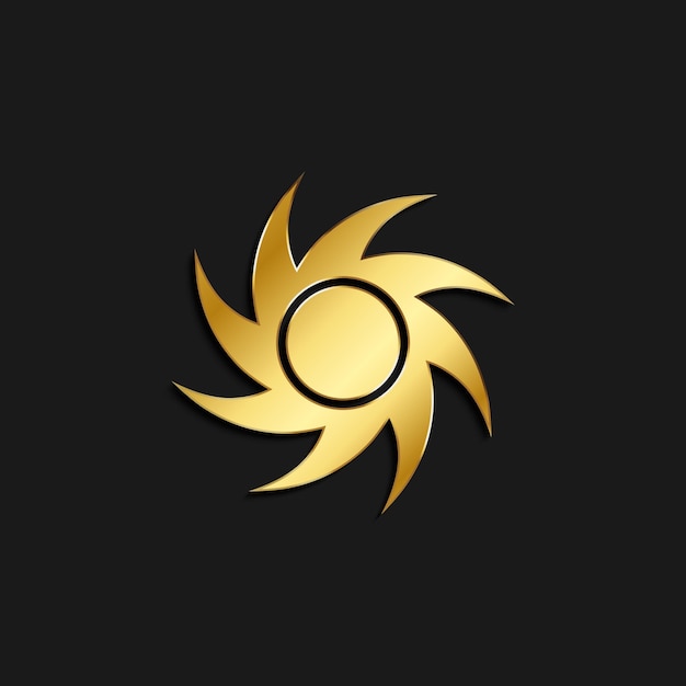 Золотая икона солнца Векторная иллюстрация золотого стиля Летнее время на темном фоне