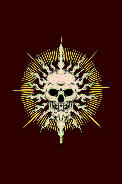 Sun head skull vector illustration