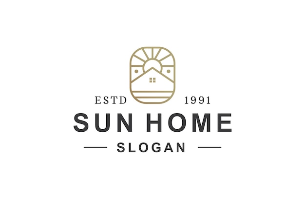 Sun home logo icon design template vector illustration