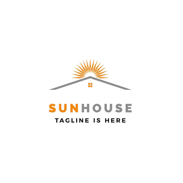 Vector sun house logo vector icon illustration