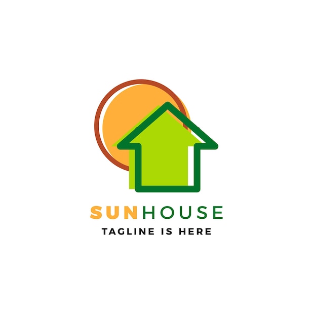 Sun house logo vector icon illustration