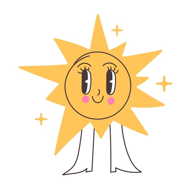 Vettore iconica del sole, illustrazione vettoriale della faccia.