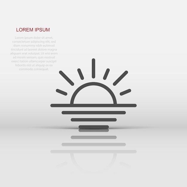 Sun icon in flat style Sunlight sign vector illustration on white isolated background Daylight business concept