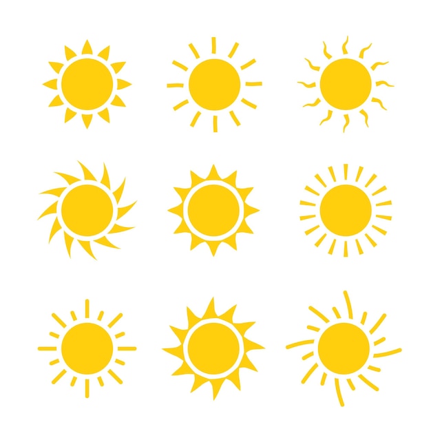 Vector sun icon set vector illustration. sun collection design summer yellow sign.